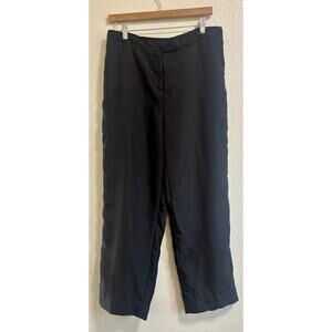 Vintage Selene Sport Women's Size L Linen Blend Black Dress Pants Elastic Waist